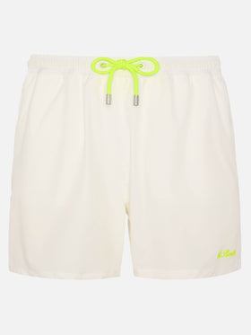 White Comfort swim shorts  with St. Barth embroidery