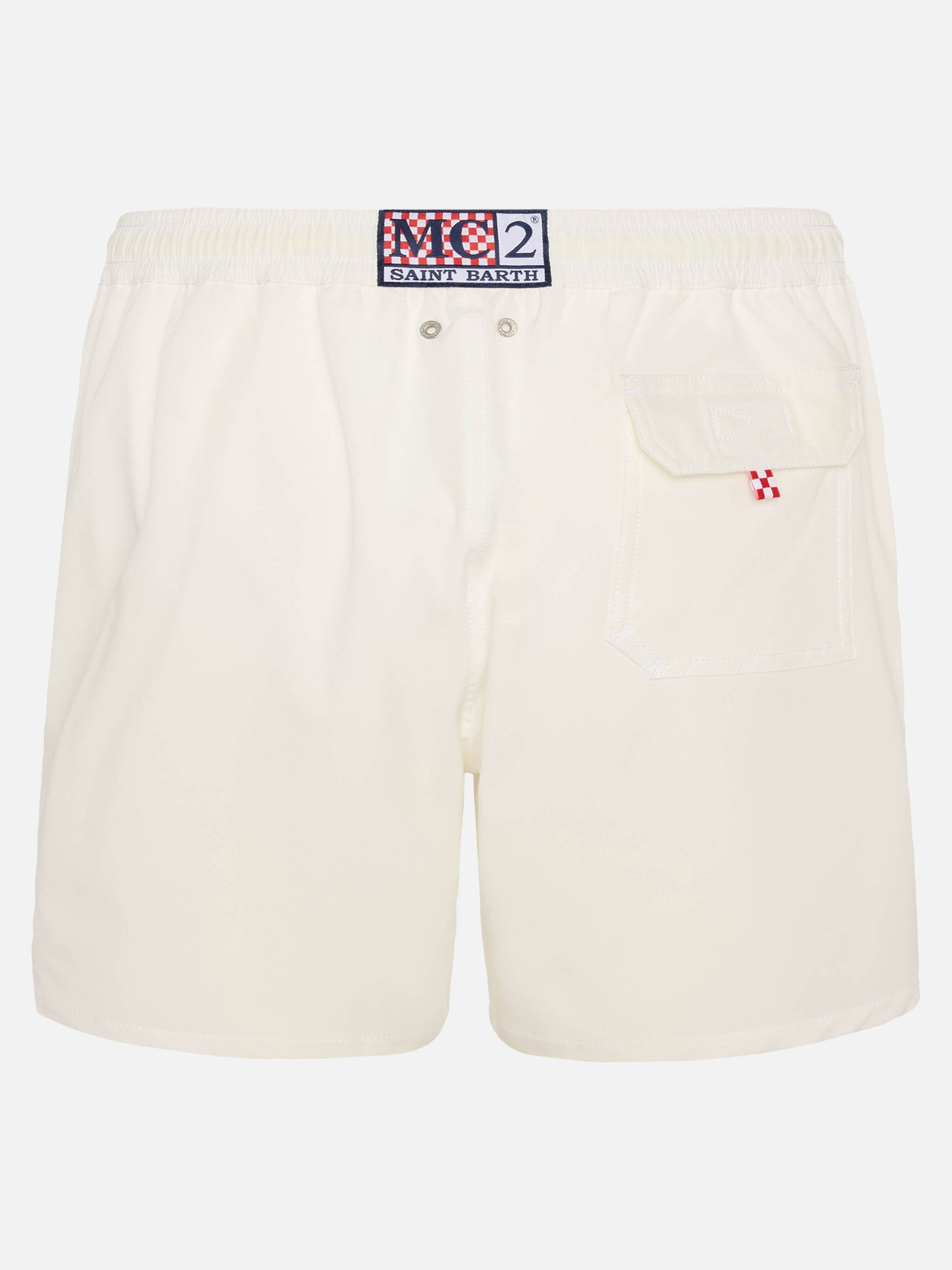 White Comfort swim shorts  with St. Barth embroidery