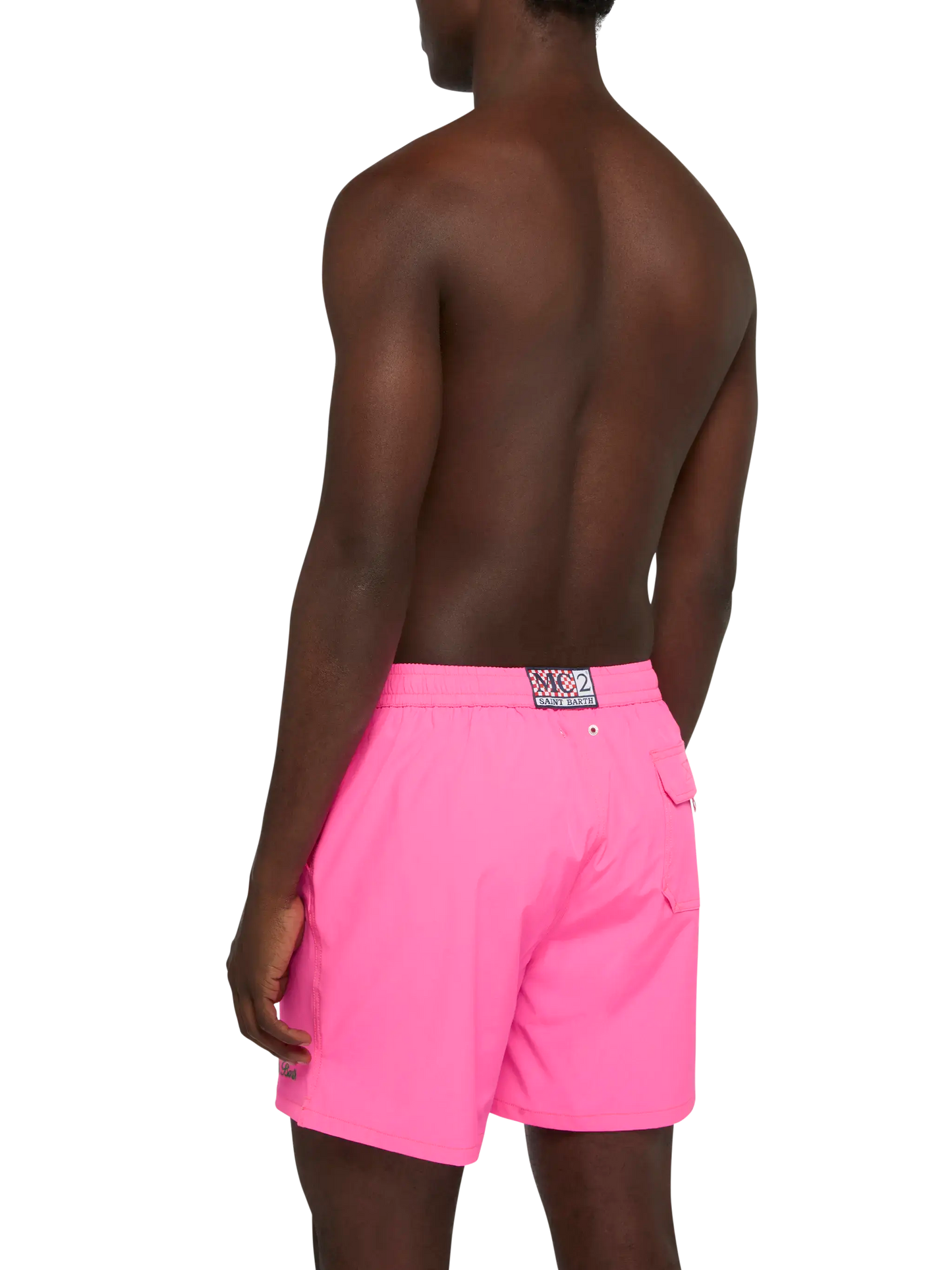 Fluo pink Comfort swim shorts with St. Barth embroidery - MC2 Saint Barth
