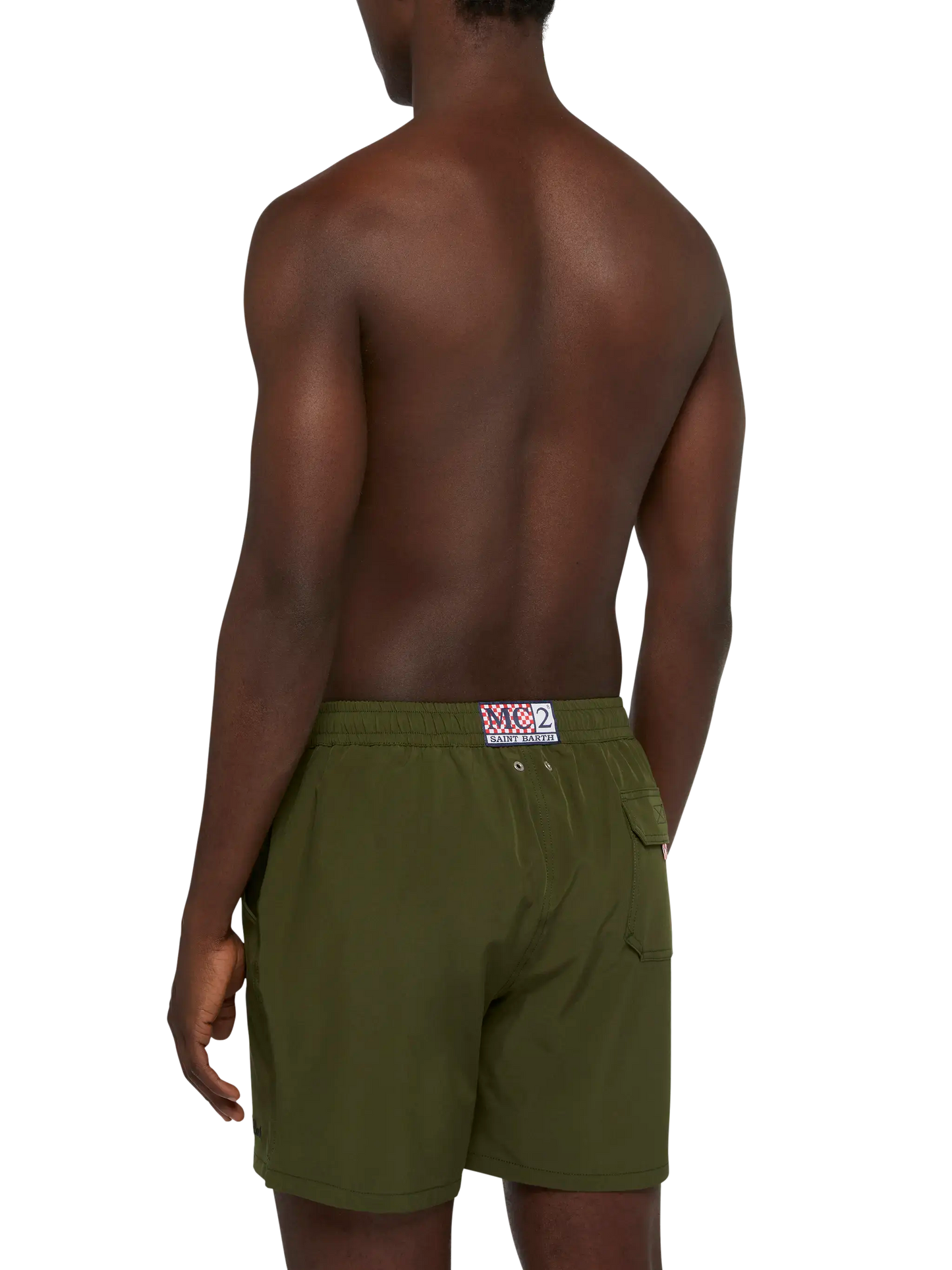 Military green Comfort swim shorts with St. Barth embroidery - MC2 Saint Barth