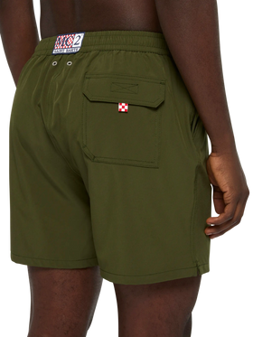 Military green Comfort swim shorts with St. Barth embroidery - MC2 Saint Barth