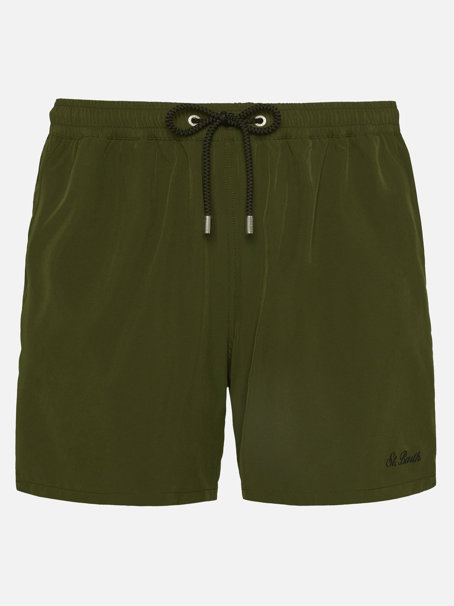 Military green Comfort swim shorts with St. Barth embroidery - MC2 Saint Barth