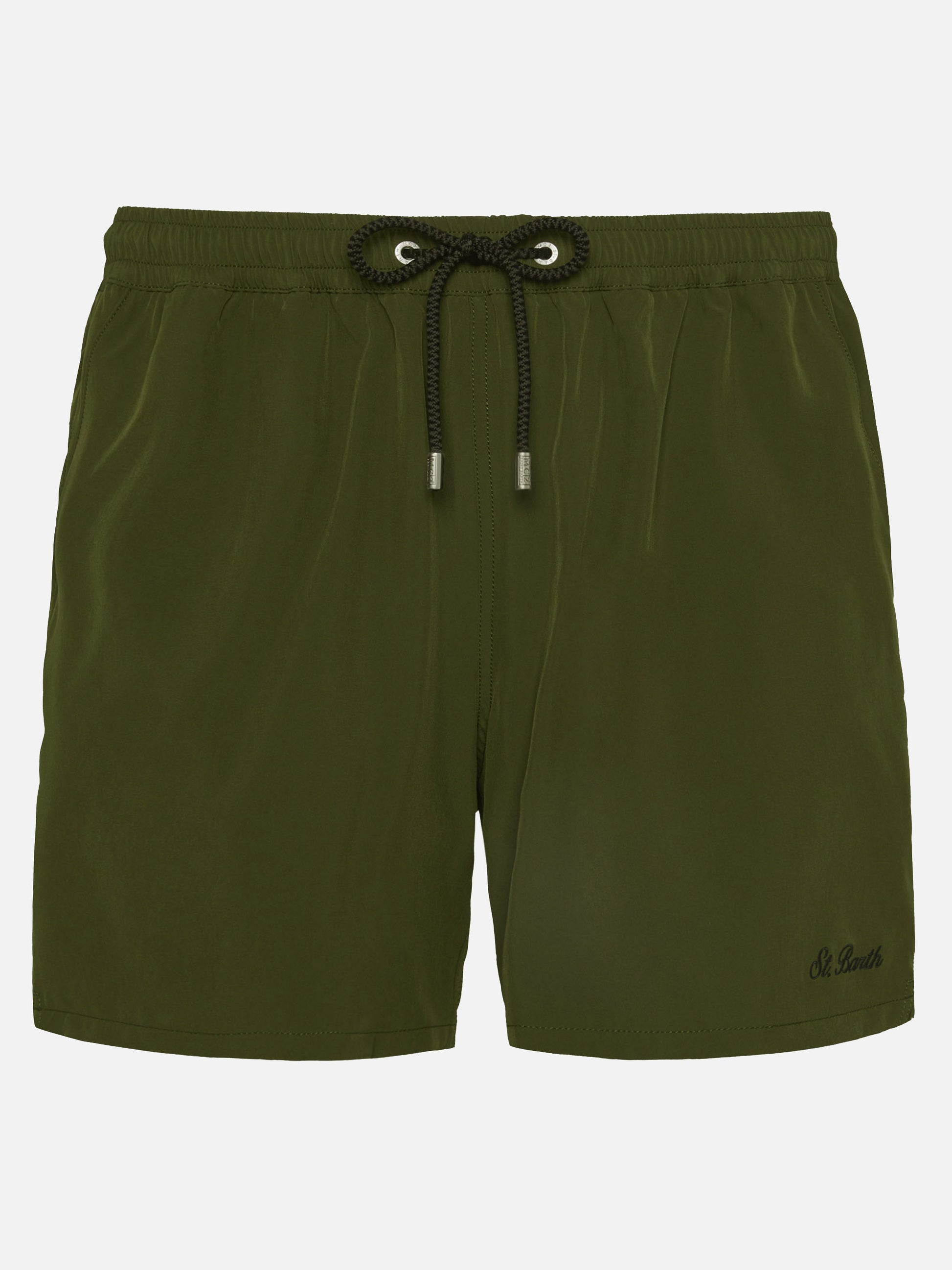 Military green Comfort swim shorts with St. Barth embroidery - MC2 Saint Barth