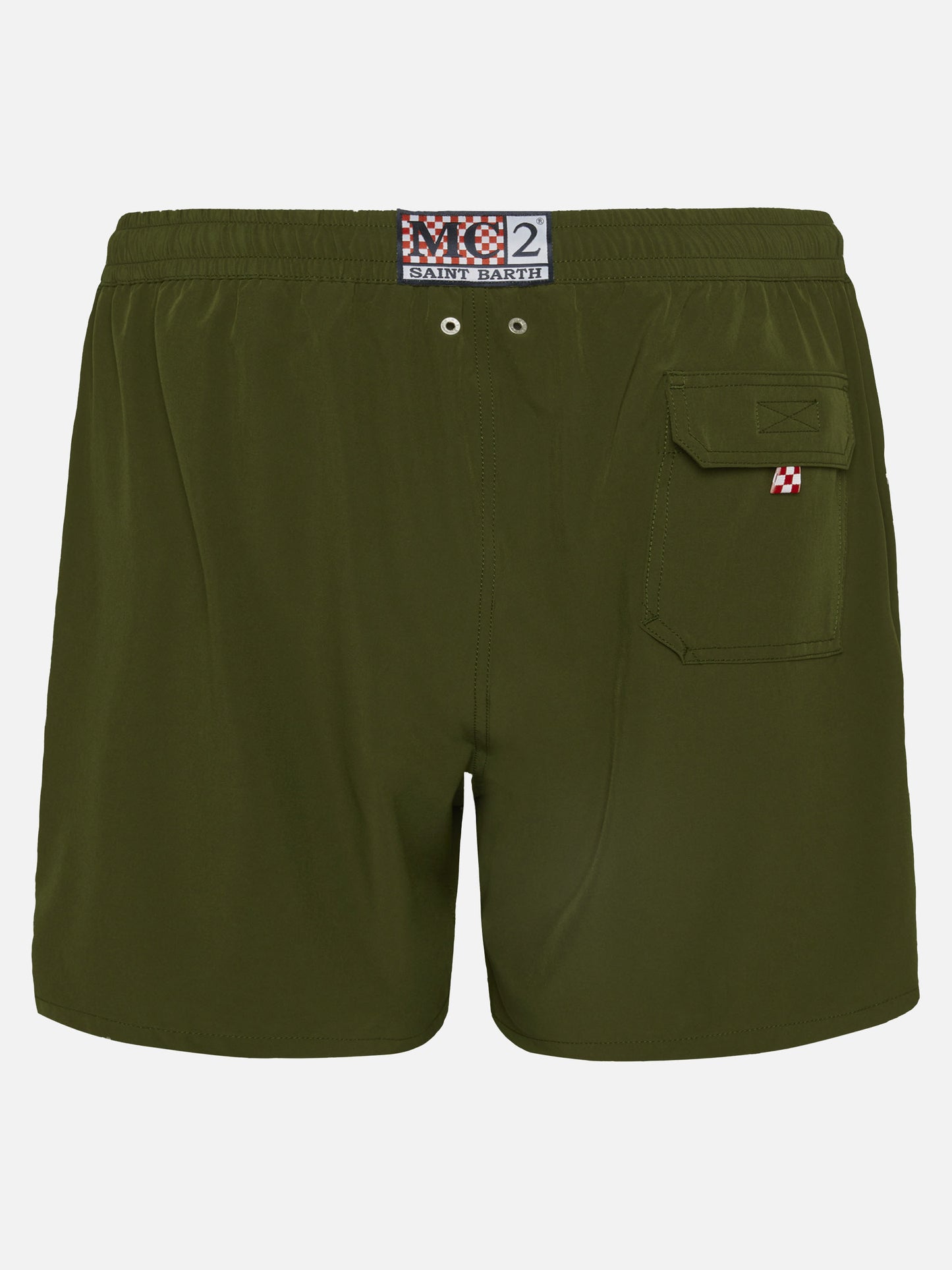 Military green Comfort swim shorts with St. Barth embroidery - MC2 Saint Barth