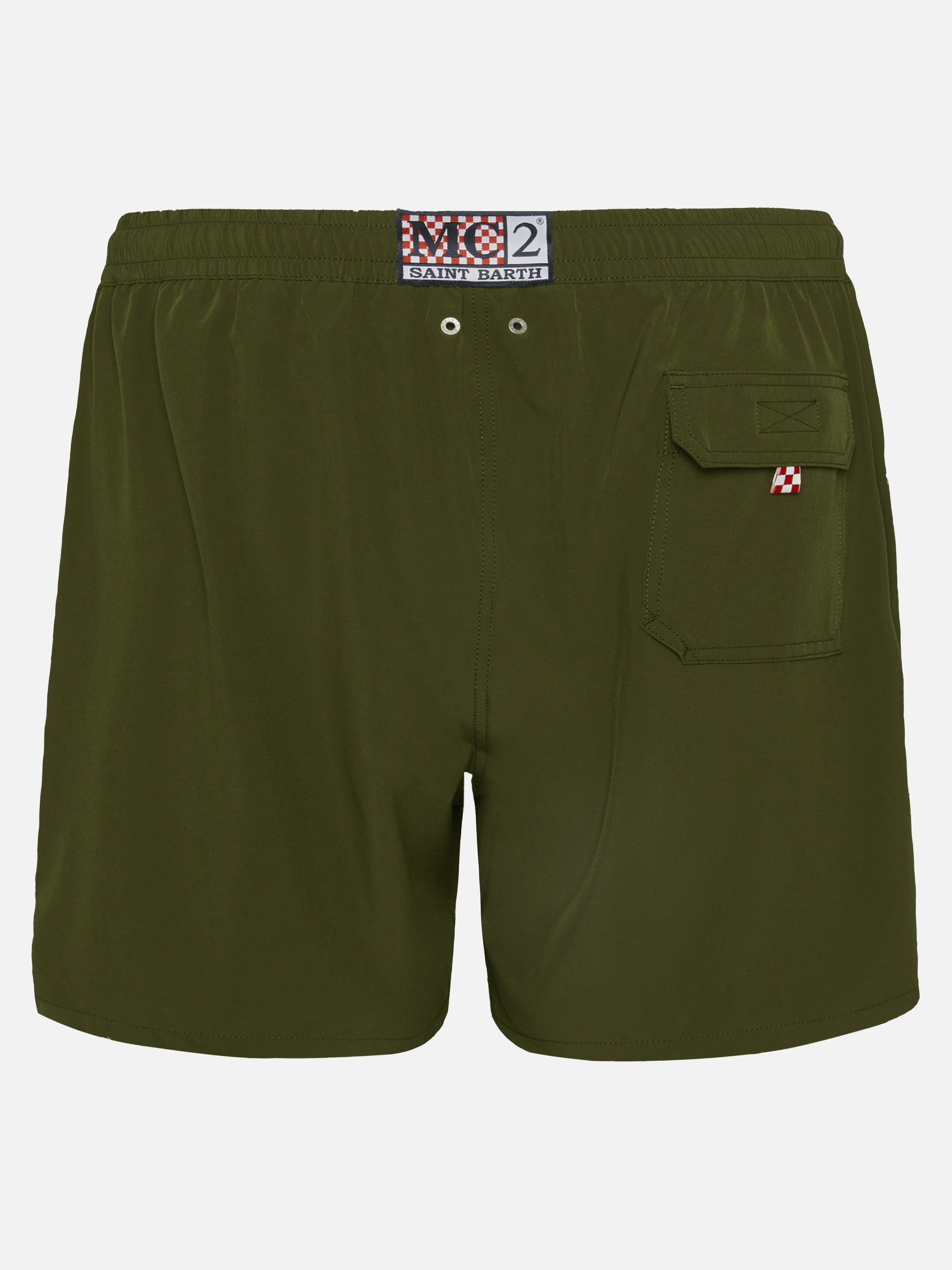 Military green Comfort swim shorts with St. Barth embroidery - MC2 Saint Barth