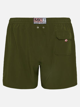 Military green Comfort swim shorts with St. Barth embroidery - MC2 Saint Barth