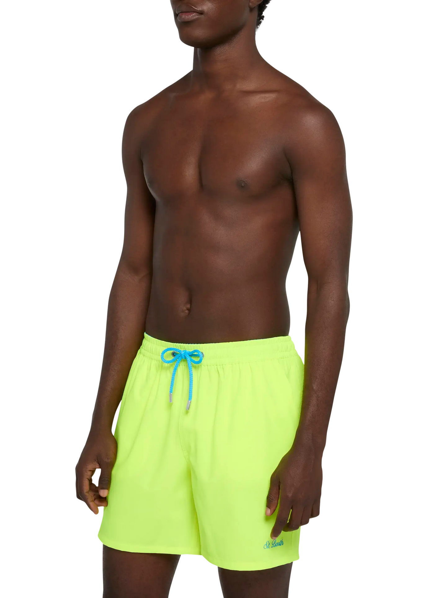 Fluo yellow Comfort swim shorts with St. Barth embroidery - MC2 Saint Barth