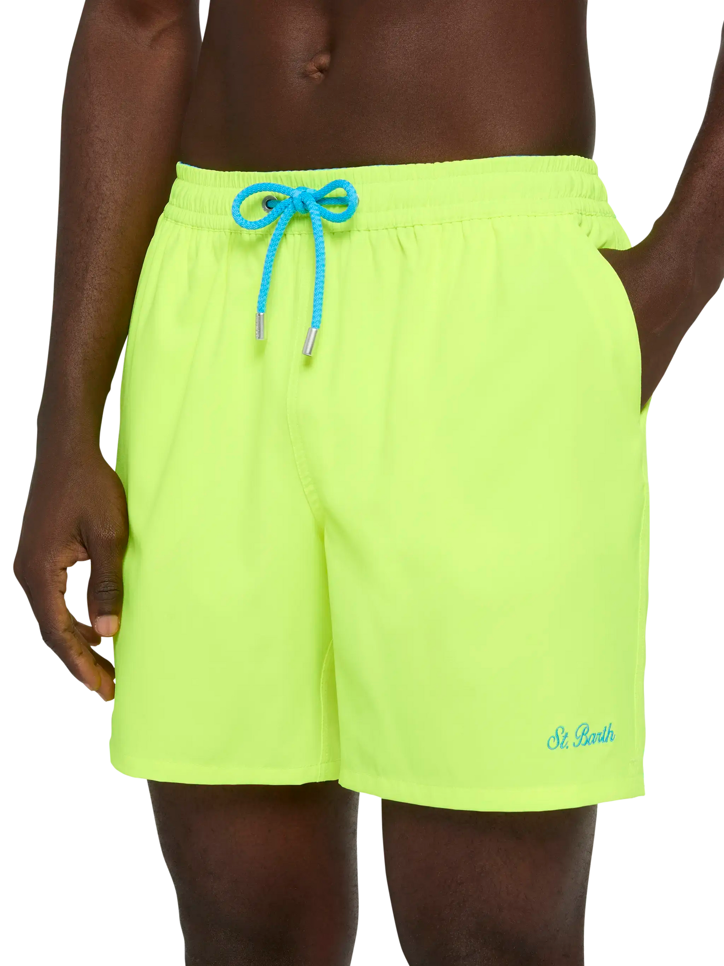 Fluo yellow Comfort swim shorts with St. Barth embroidery - MC2 Saint Barth