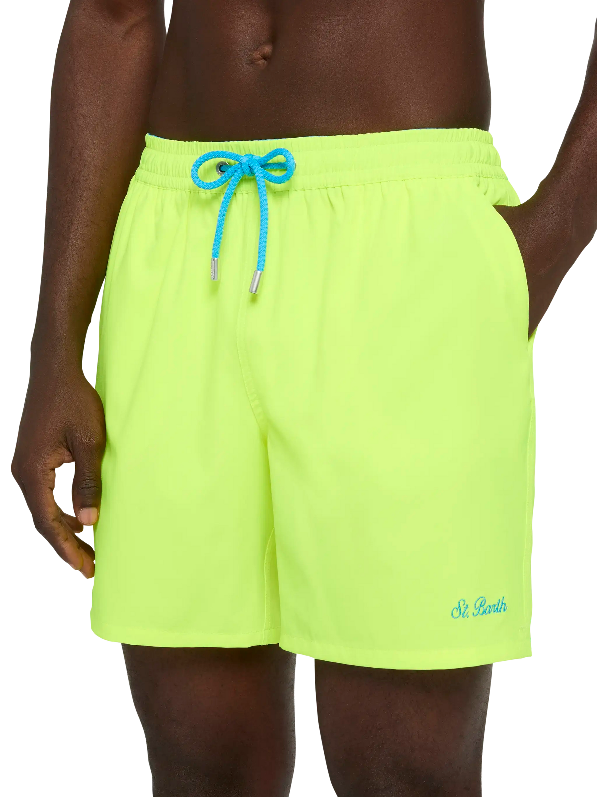 Fluo yellow Comfort swim shorts with St. Barth embroidery - MC2 Saint Barth
