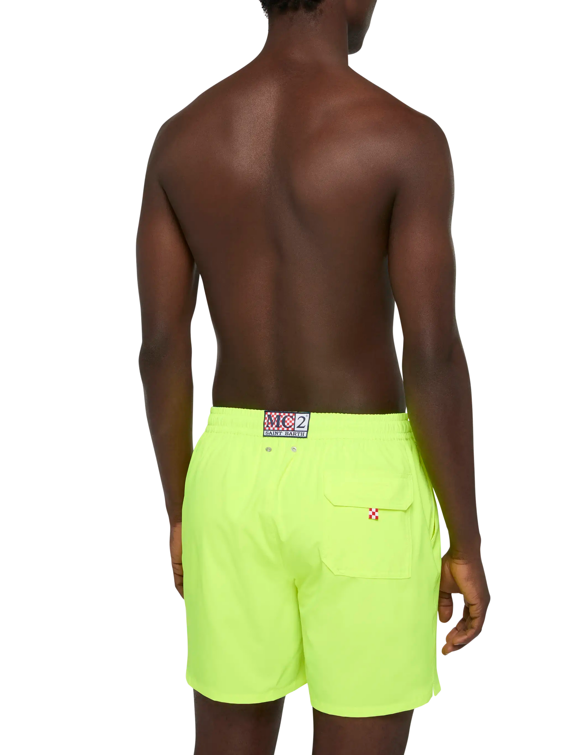 Fluo yellow Comfort swim shorts with St. Barth embroidery - MC2 Saint Barth