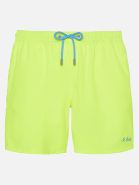 Fluo yellow Comfort swim shorts with St. Barth embroidery - MC2 Saint Barth