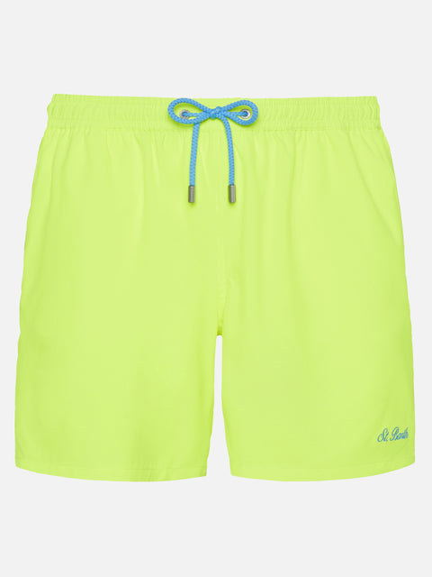 Fluo yellow Comfort swim shorts with St. Barth embroidery - MC2 Saint Barth
