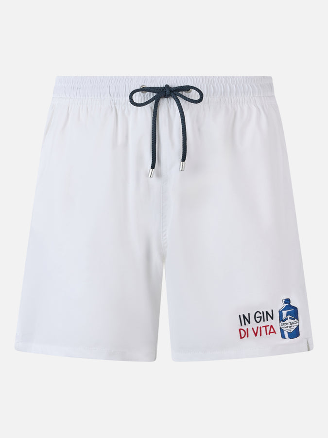 Mc2 Saint Barth Man Comfort swim shorts with In Gin di Vita embroidery | INSULTI LUMINOSI SPECIAL EDITION