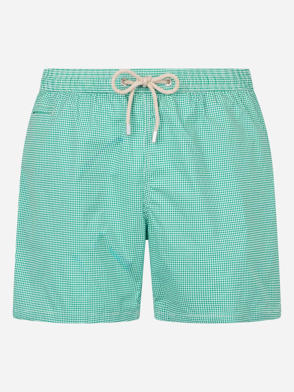 Man Comfort Light swim shorts with gingham print