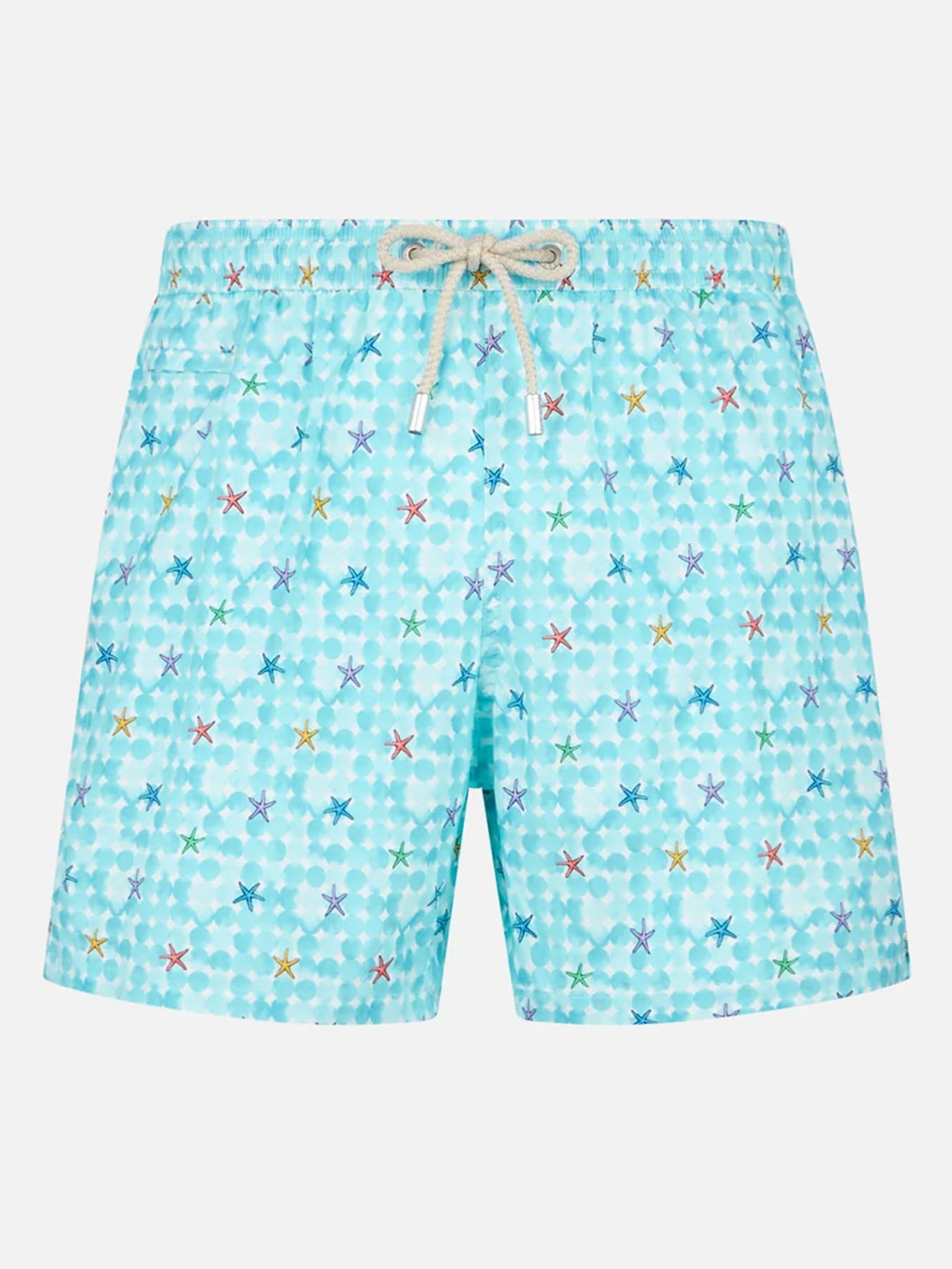 Man stretch fabric comfort swim shorts with sea star print - MC2 Saint Barth