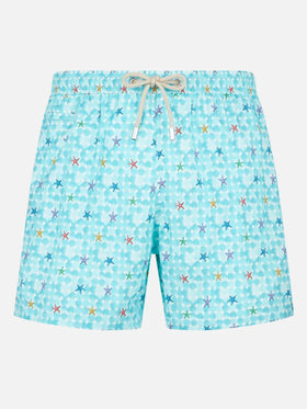 Man stretch fabric comfort swim shorts with sea star print - MC2 Saint Barth