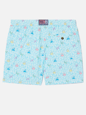 Bañador short clásico elástico Comfort Light con estampado de cangrejos 