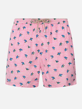 Comfort Light classic stretch swim shorts with sea turtles print - MC2 Saint Barth