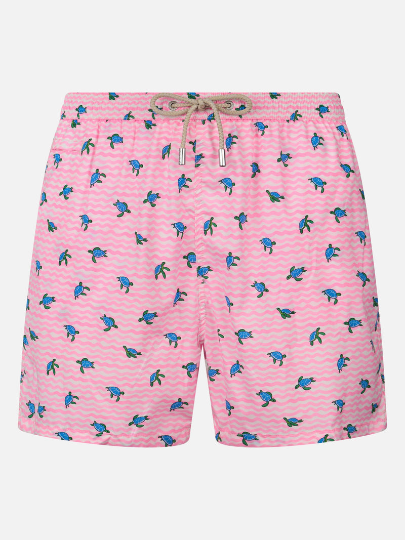 Man Comfort Light swim shorts with sea turtles print