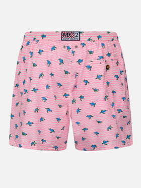 Comfort Light classic stretch swim shorts with sea turtles print - MC2 Saint Barth
