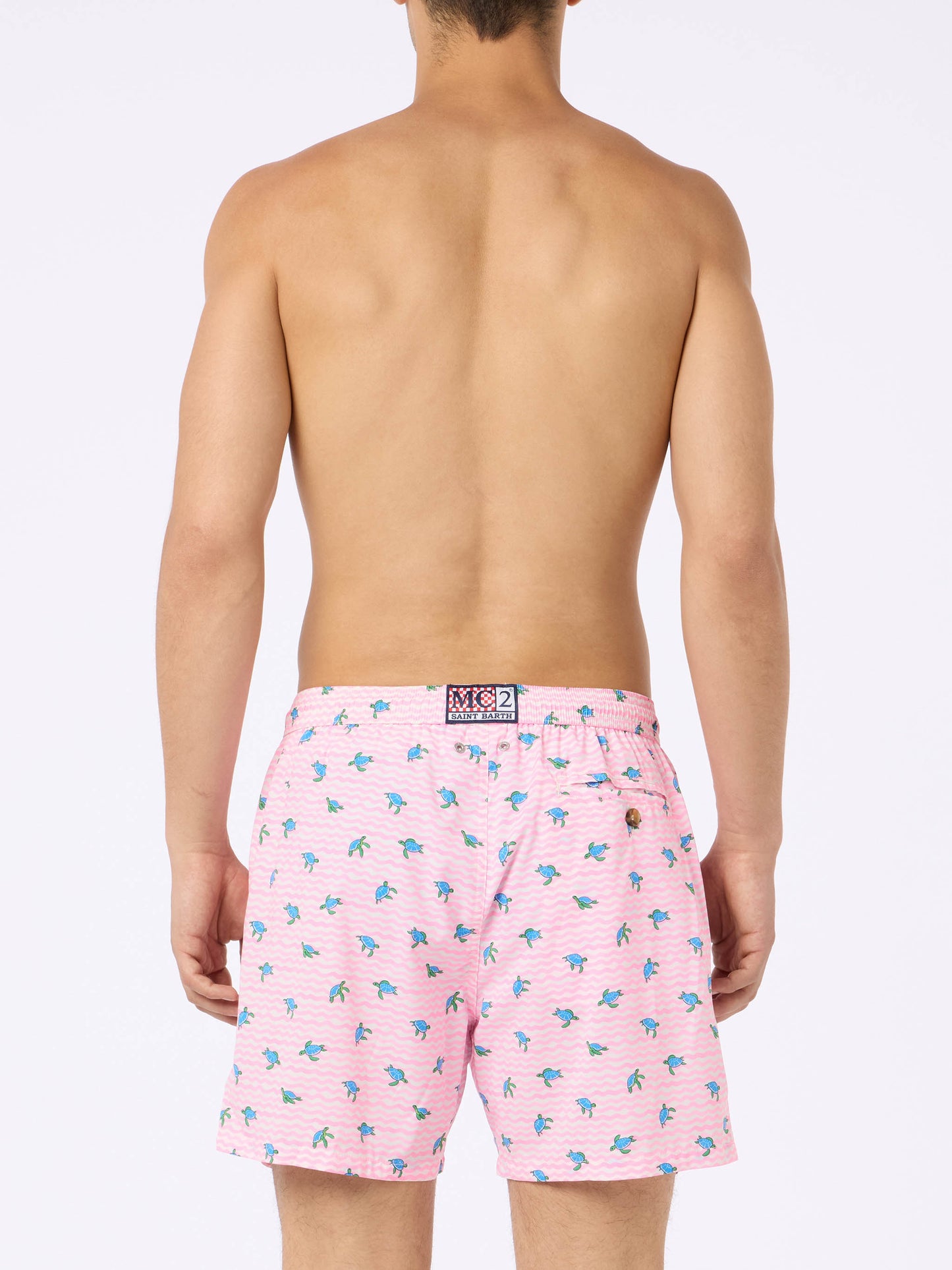 Comfort Light classic stretch swim shorts with sea turtles print - MC2 Saint Barth