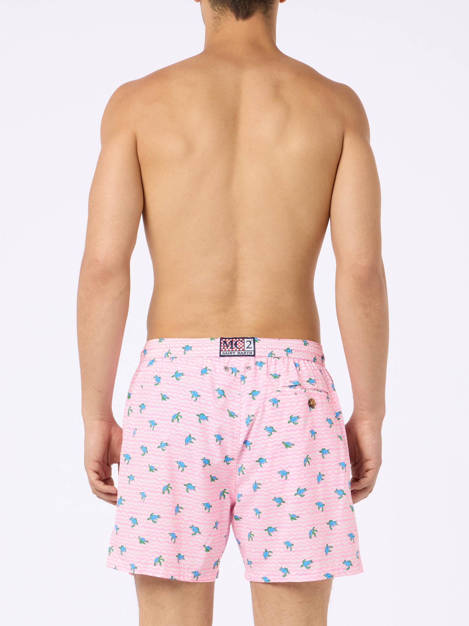 Comfort Light classic stretch swim shorts with sea turtles print - MC2 Saint Barth