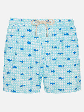 Comfort Light Badeshorts mit Haiflossen-Print