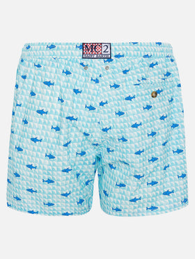 Comfort Light Badeshorts mit Haiflossen-Print