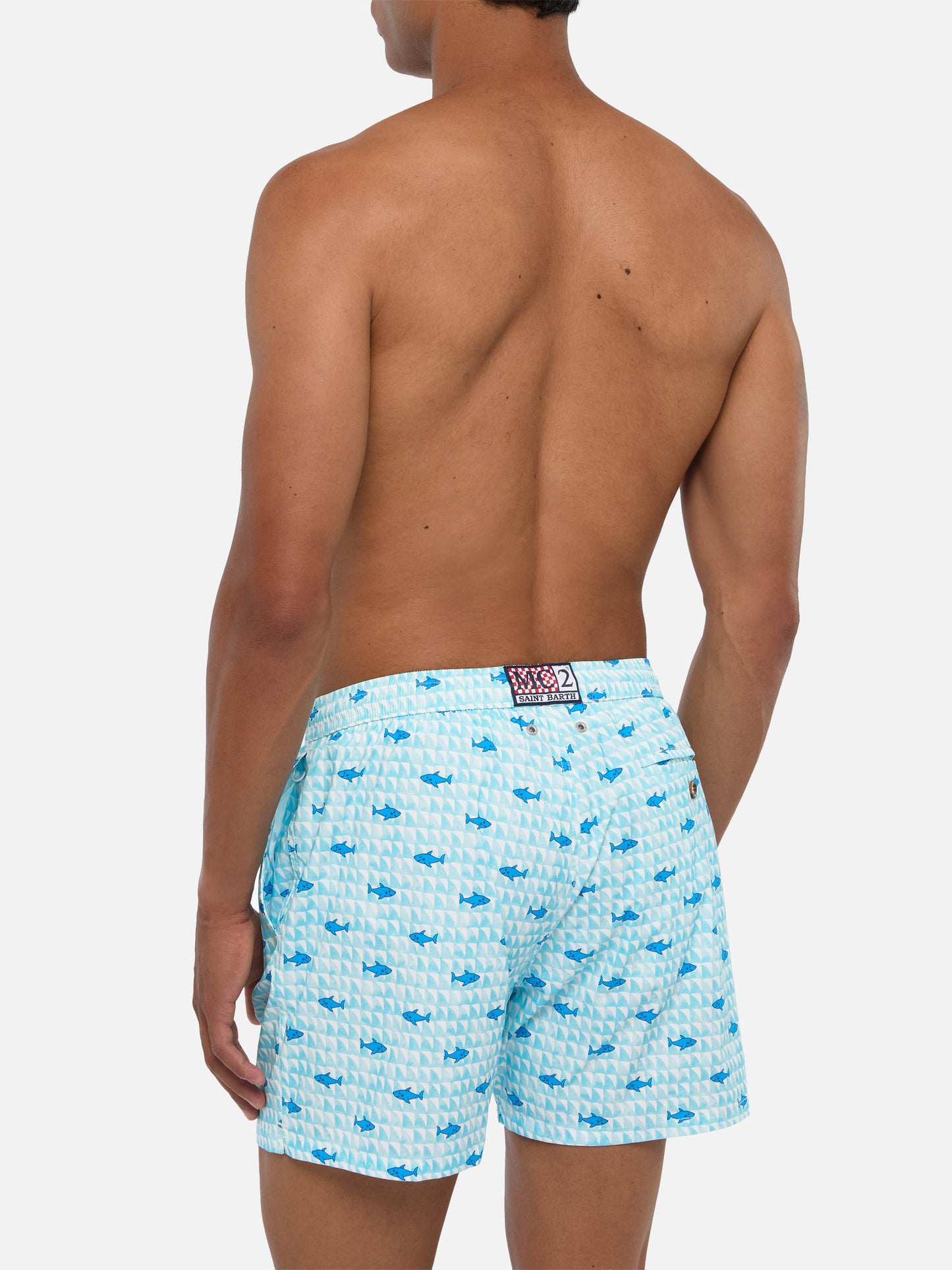 Comfort Light Badeshorts mit Haiflossen-Print