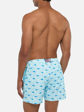 Comfort Light Badeshorts mit Haiflossen-Print