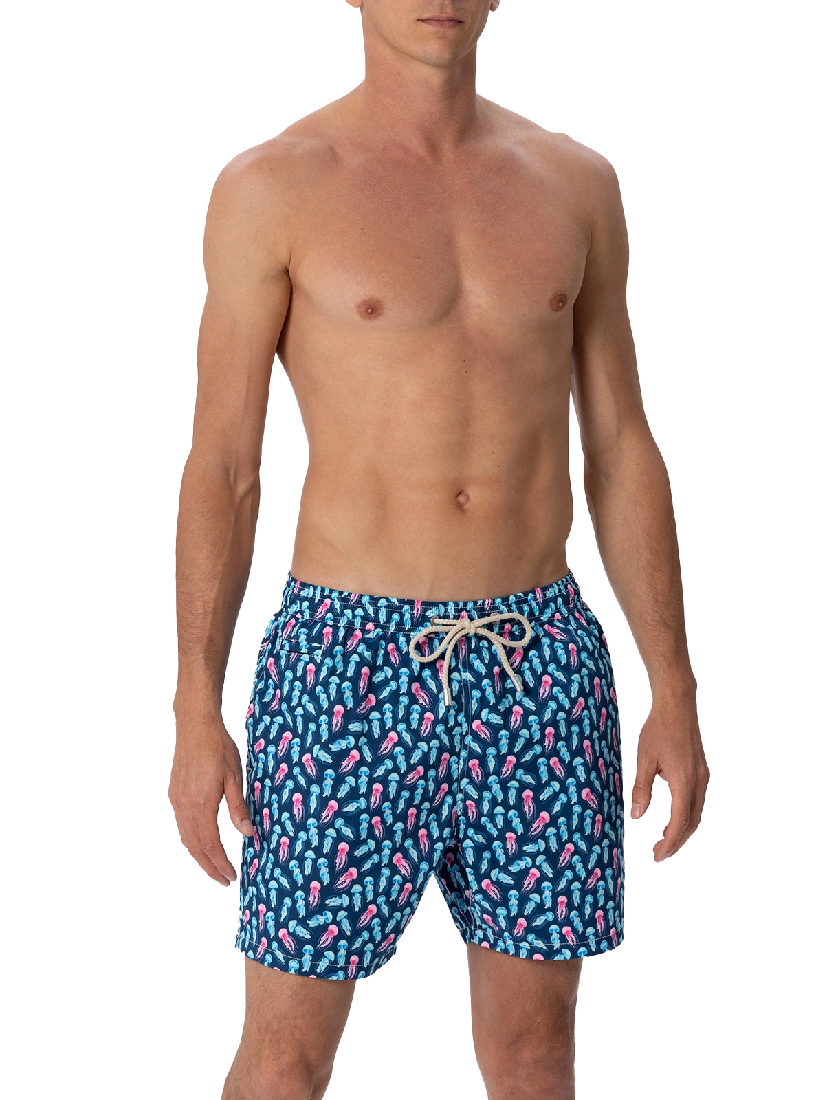Comfort Light classic stretch swim shorts with jellyfishes print - MC2 Saint Barth
