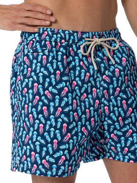 Comfort Light classic stretch swim shorts with jellyfishes print - MC2 Saint Barth