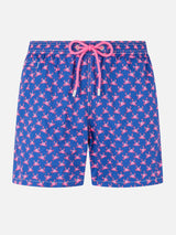 Man light fabric comfort swim shorts with crabs print