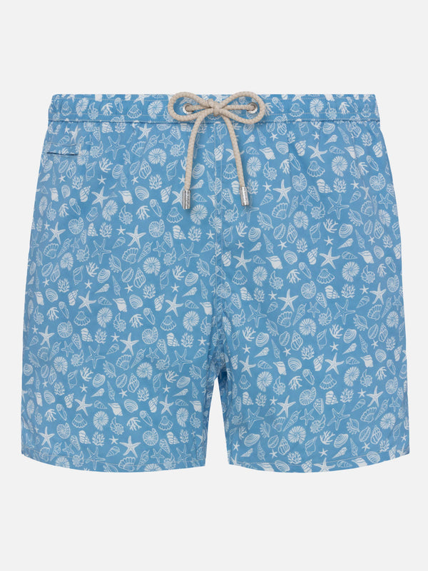 Comfort Light swim shorts with tropical shell print