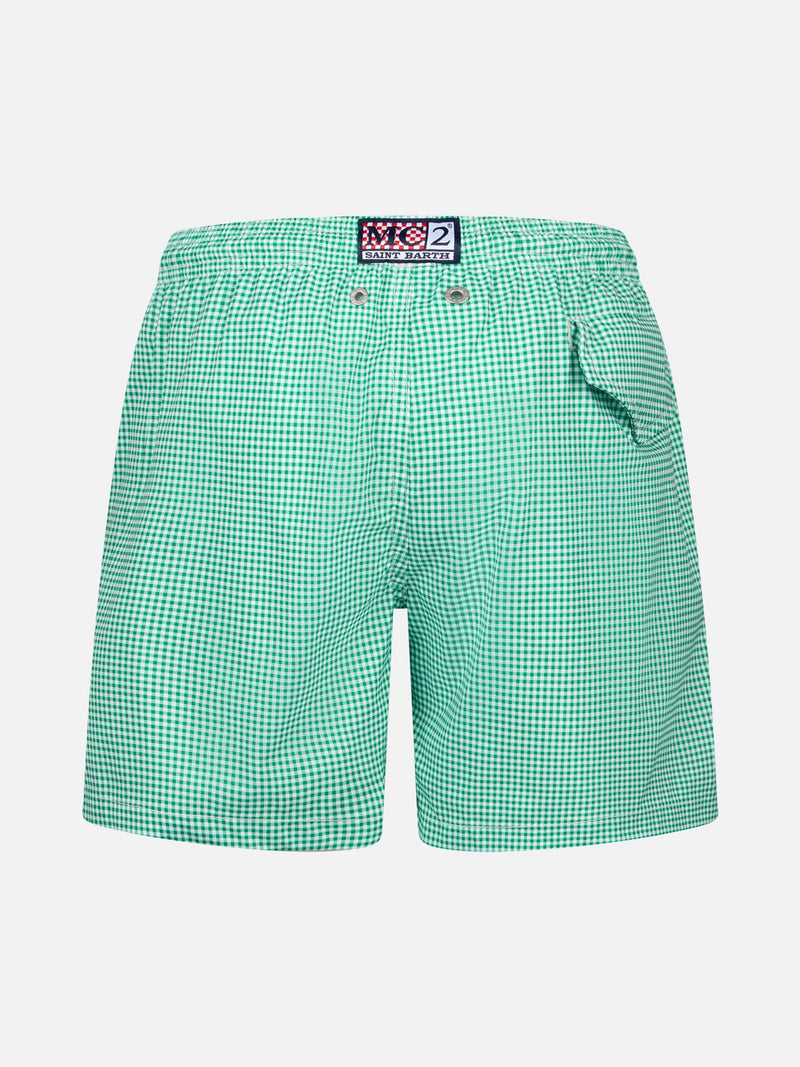 Boy Comfort Light swim shorts with gingham print