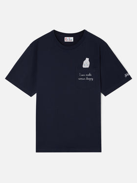 T-shirt en coton Navy blue Connor avec imprimé montre et broderie 
