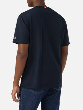 Navy blue Connor cotton t-shirt with watch print and embroidery