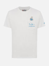 Man white cotton t-shirt Connor with My Life is Complicated embroidery