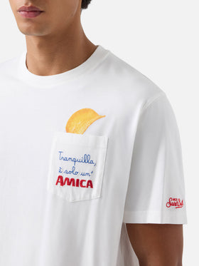 Camiseta Connor en blanco con bolsillo de parche Amica Chips 