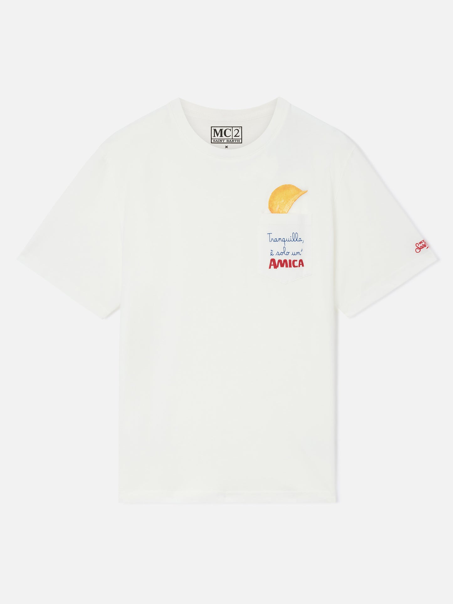 T-shirt Connor bianca con taschino Amica Chips