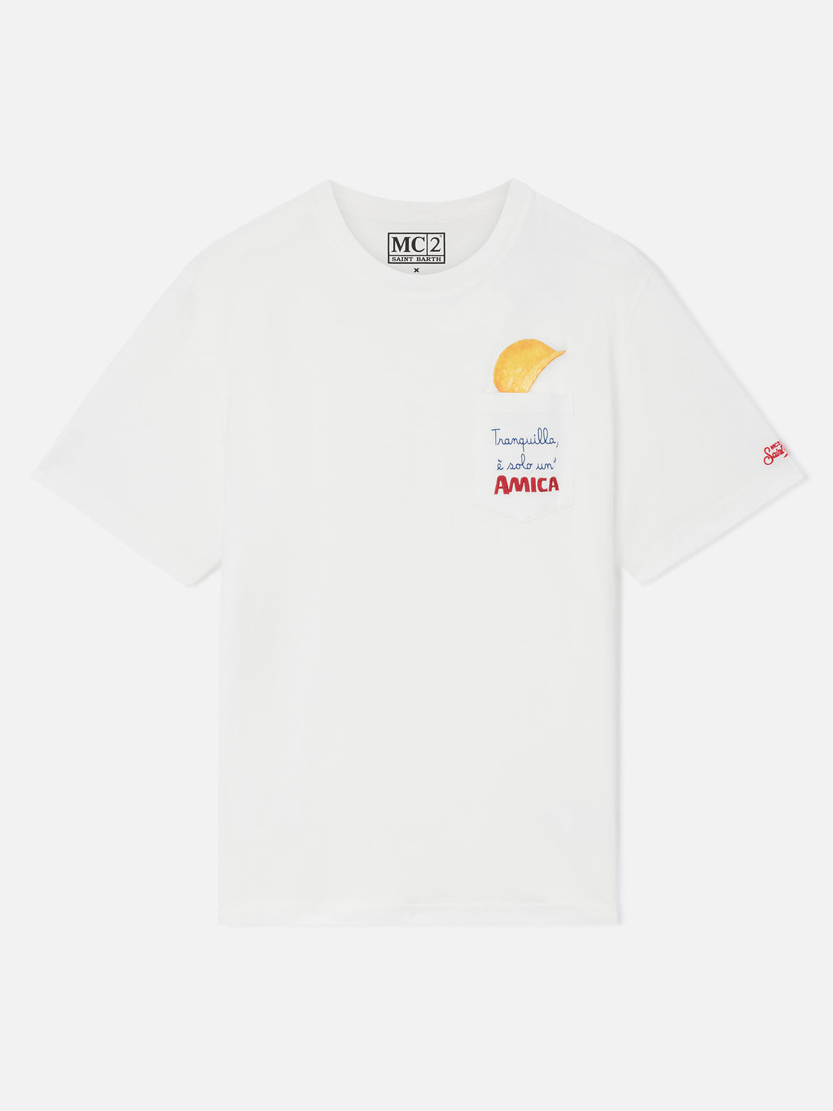 Camiseta Connor en blanco con bolsillo de parche Amica Chips 