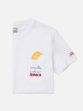 Camiseta Connor en blanco con bolsillo de parche Amica Chips 