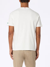 Man white cotton t-shirt Connor with Golden Power embroidery