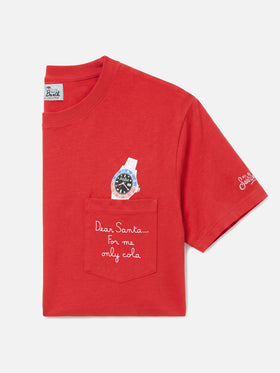 T-shirt Connor in cotone invernale rosso con ricamo sul taschino Dear Santa...