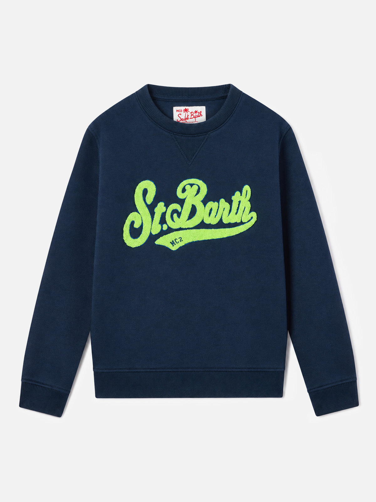 Felpa Cooper Jr blu con patch logo gialla in spugna