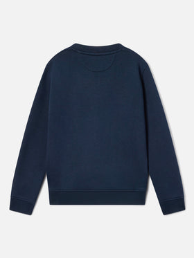 Felpa Cooper Jr blu con patch logo gialla in spugna