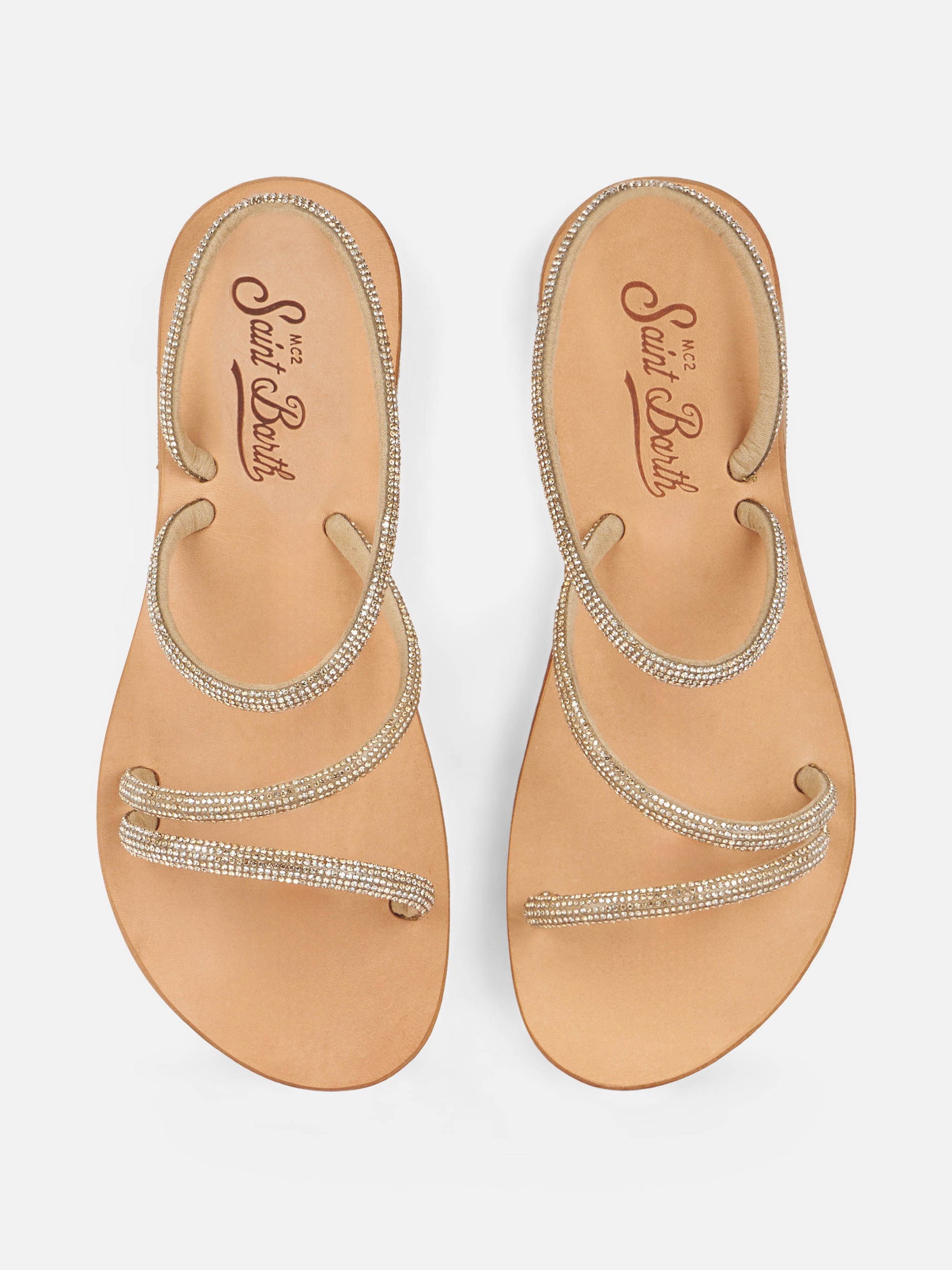 Flat sandals Cora with gold rhinestones - MC2 Saint Barth
