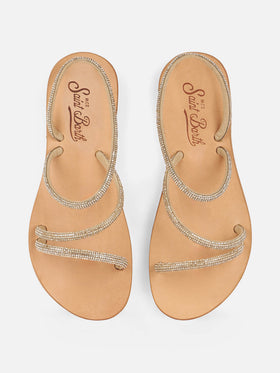 Flat sandals Cora with gold rhinestones - MC2 Saint Barth
