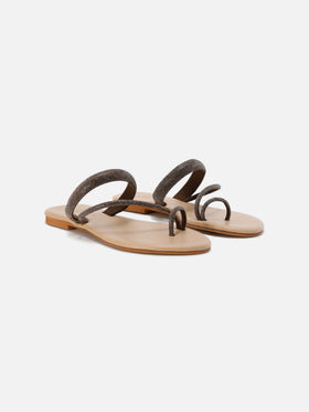 Sandalo Cora Ring Sandal con strass marroni