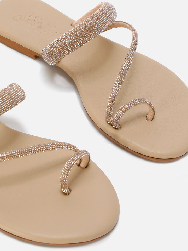Sandalo Cora Ring Sandal con strass champagne